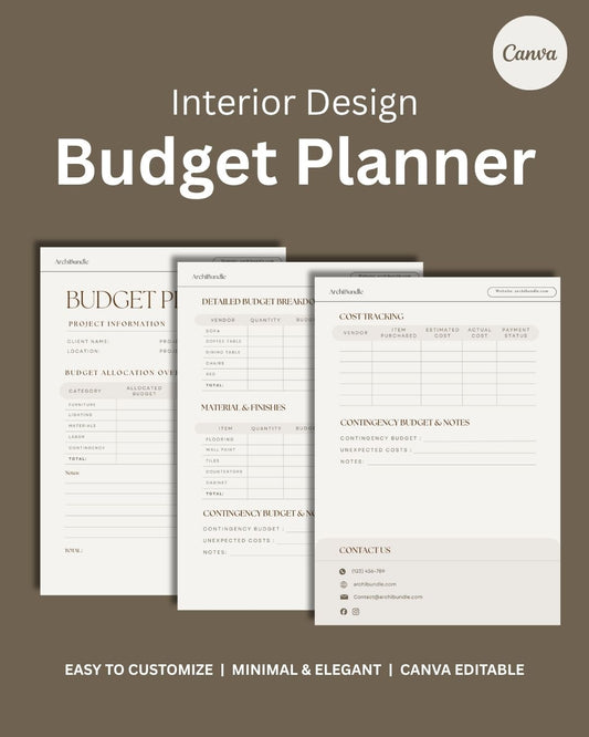 Budget Planner | Interior Design Editable Template