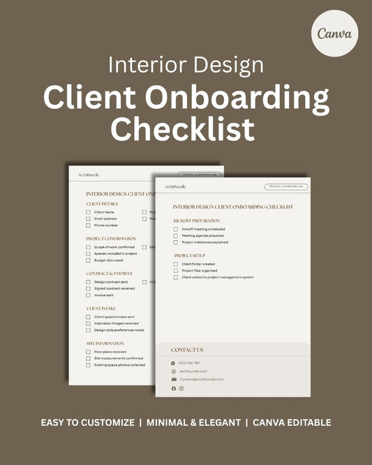 Client Onboarding Checklist | Interior Design Editable Template
